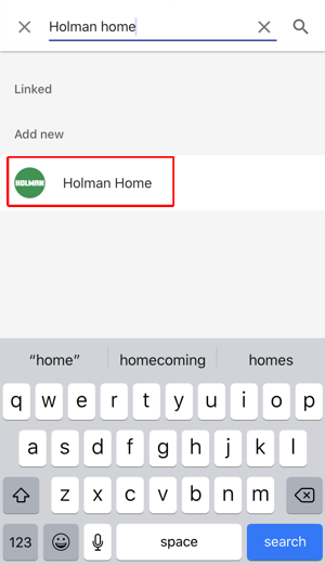 Holman Home screen